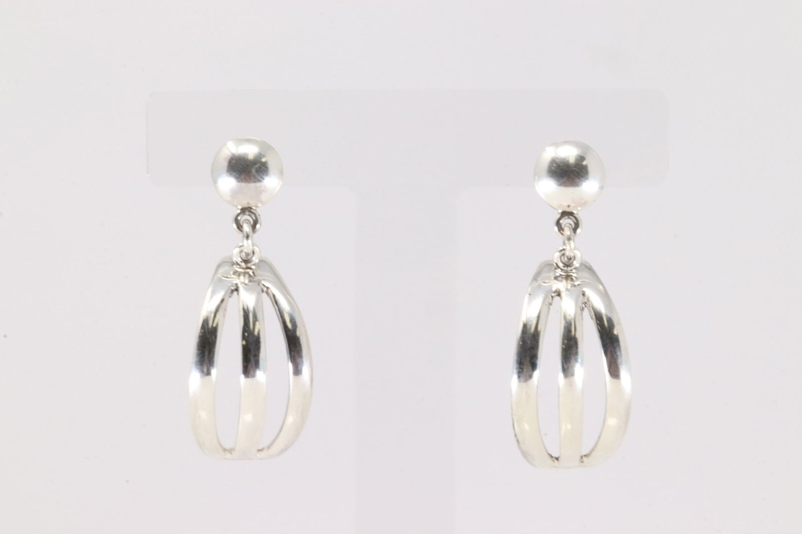 Native America Navajo Sterling Silver Design Solid Hoop Post / Dangling Earring's By james Bahe. (1 of 4)