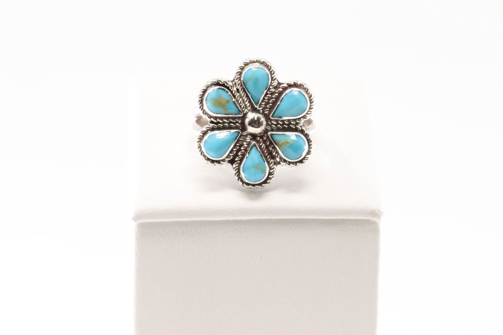 Native America Navajo Sterling Silver Turquoise Flower Ring By Carol Lateyice/ Gina Dosedo. (1 of 4)