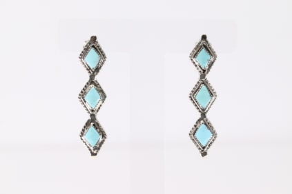 Native America Navajo Sterling Silver Turquoise Post Earring's By Ryntanna Yazzie.