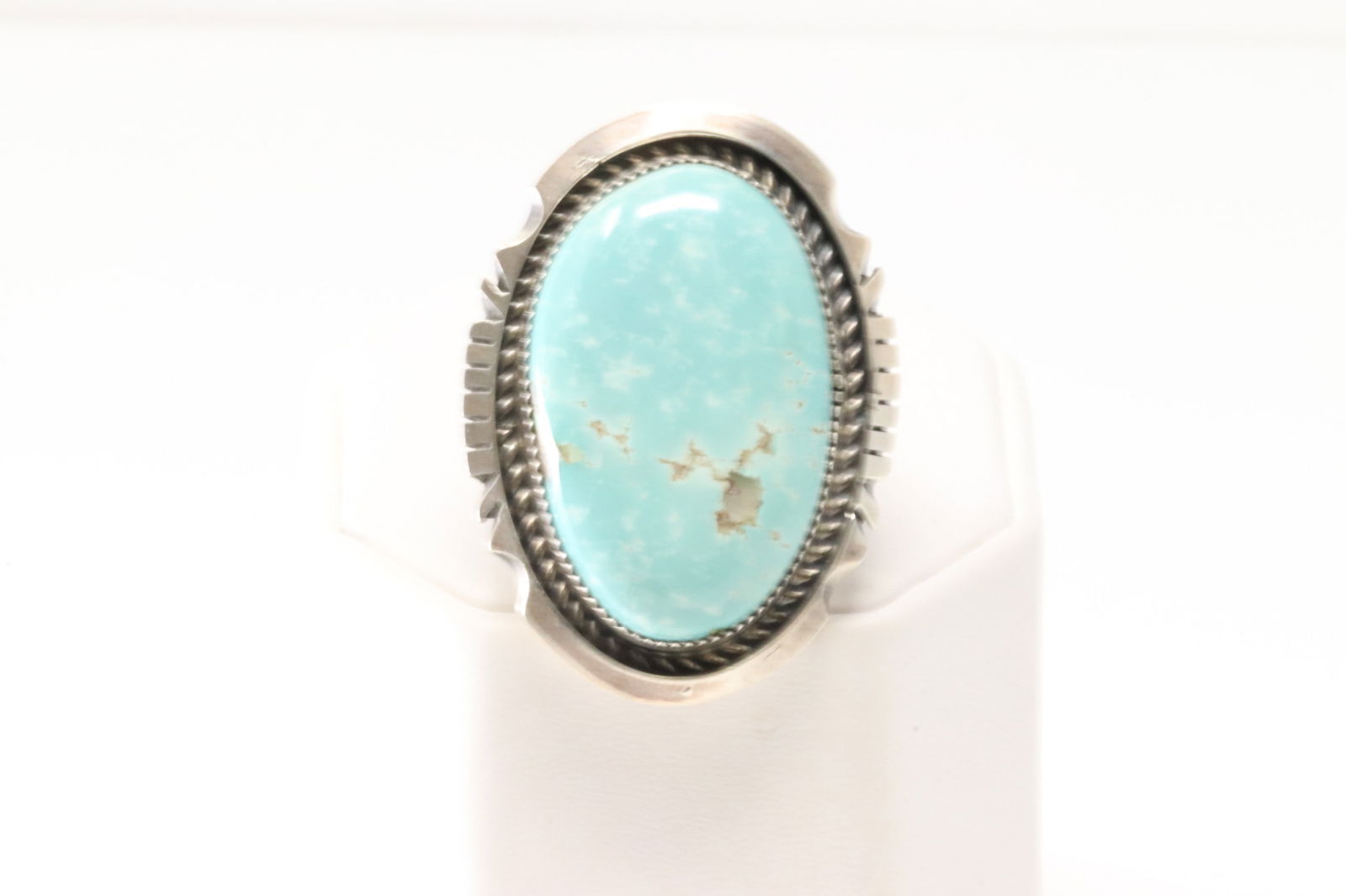 Native America Navajo Sterling Silver Kingman Turquoise Ring By Robert Shakey. (1 of 4)