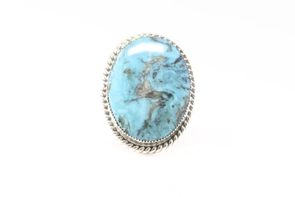 Native America Navajo Sterling Silver Turquoise Ring By Jimmy Garcia.