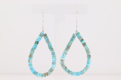 Native American Navajo Sterling Silver Turquoise Dangling Earring's.