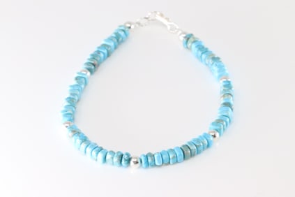 Native America Navajo Sterling Silver Turquoise / Beaded Bracelet Link.