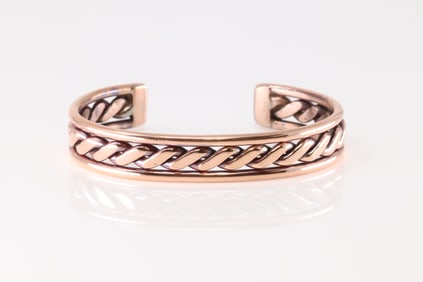 Native America Navajo Copper Bracelet Cuff By Elaine Tahe.