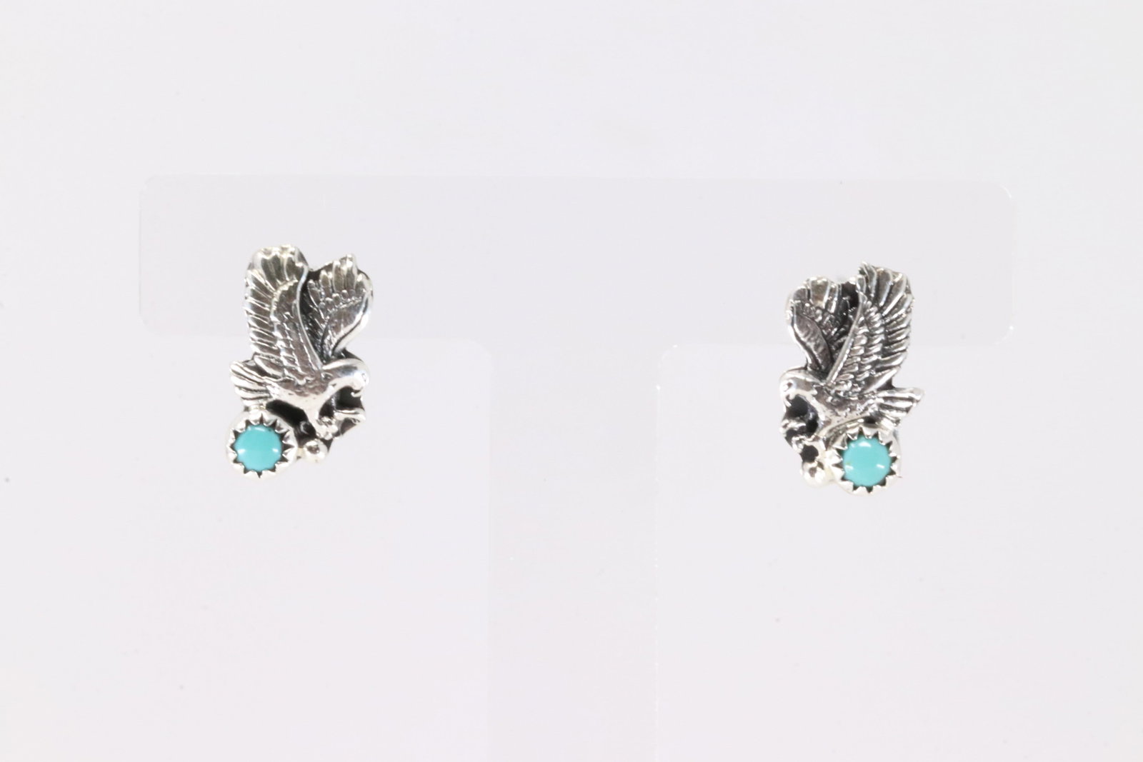 Native America Navajo Sterling Silver Turquoise Eagle Post Earring's By Elaine Shirley.: This is a Native America Navajo Sterling Silver Turquoise Eagle Post Earring's By Elaine Shirley.