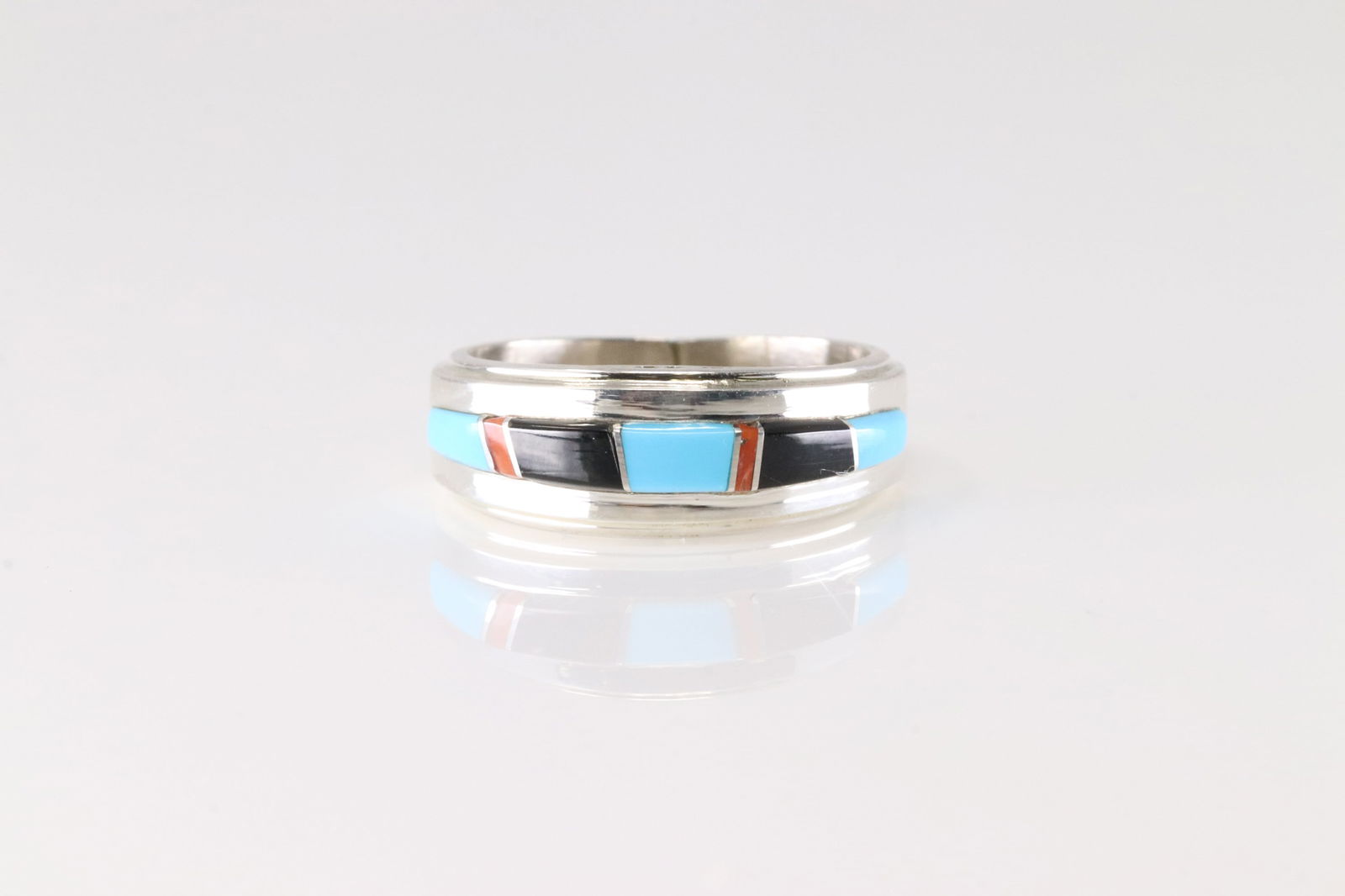 Native America Navajo Sterling Silver Multi-Color Stone Inlay Ring By Wilbert Muskett Jr. (1 of 4)