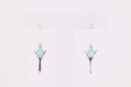 Native America Navajo Sterling Silver Turquoise Dangling Earring's By Gary Shorty.