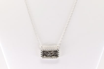 Native America Navajo Sterling Silver Solid Necklace By Arlene Lewis.