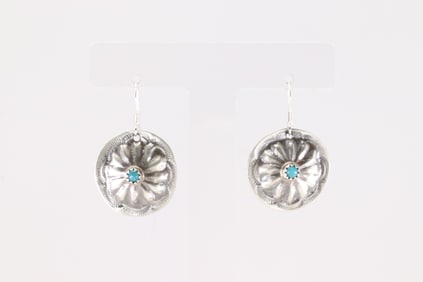 Native America Navajo Sterling Silver Turquoise Dangling Earring's By Joan & Ryan Begay.