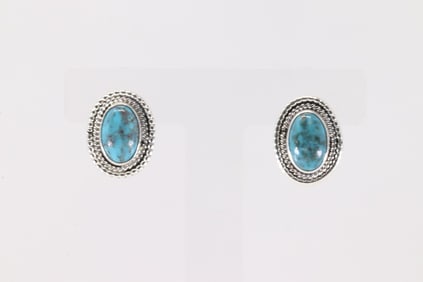 Native America Navajo Sterling Silver Turquoise Post Earring's By Rita Largo.