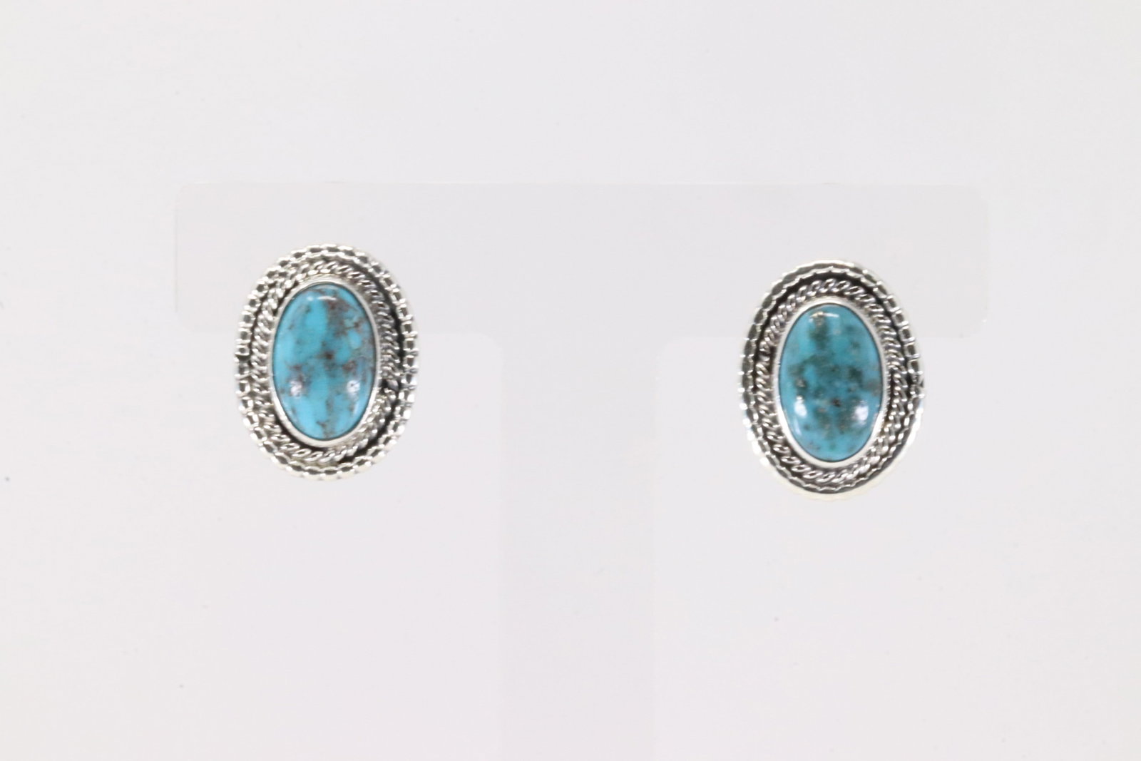 Native America Navajo Sterling Silver Turquoise Post Earring's By Rita Largo.: This is a Native America Navajo Sterling Silver Turquoise Post Earring's By Rita Largo.