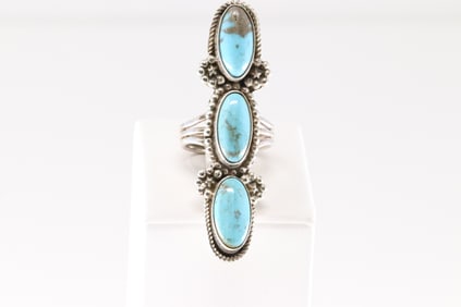 Native America Navajo Sterling Silver Turquoise Ring By Harold Becenti.