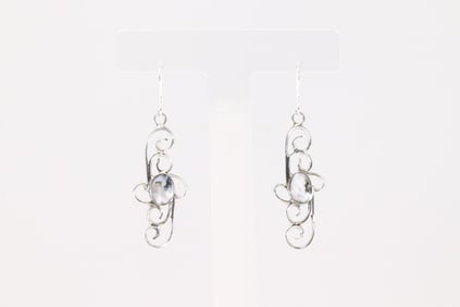 Native America Navajo Sterling Silver White Buffalo Dangling Earring's By Sheena Jack.