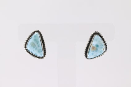 Native America Navajo Sterling Silver Larimar Post Earring's By Elouise Kee.