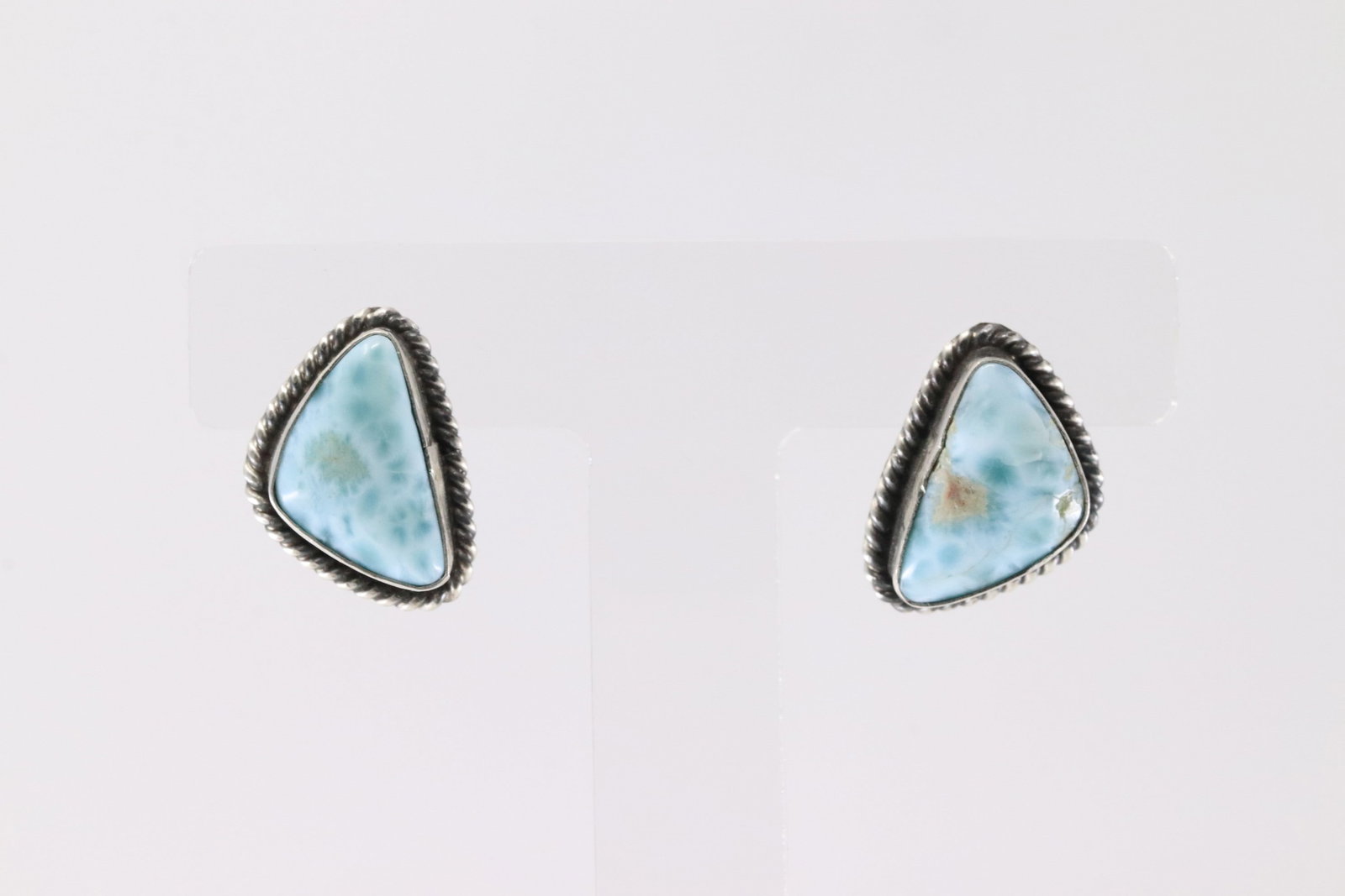 Native America Navajo Sterling Silver Larimar Post Earring's By Elouise Kee.: This is a Native America Navajo Sterling Silver Larimar Post Earring's By Elouise Kee.