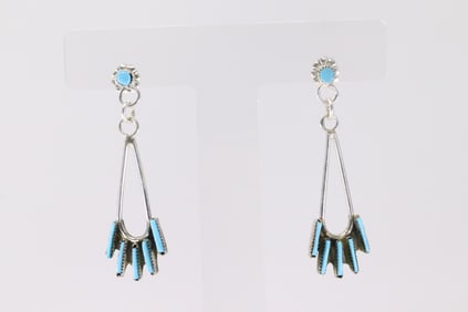 Native America Zuni Sterling Silver Turquoise Post / Dangling Earring's.