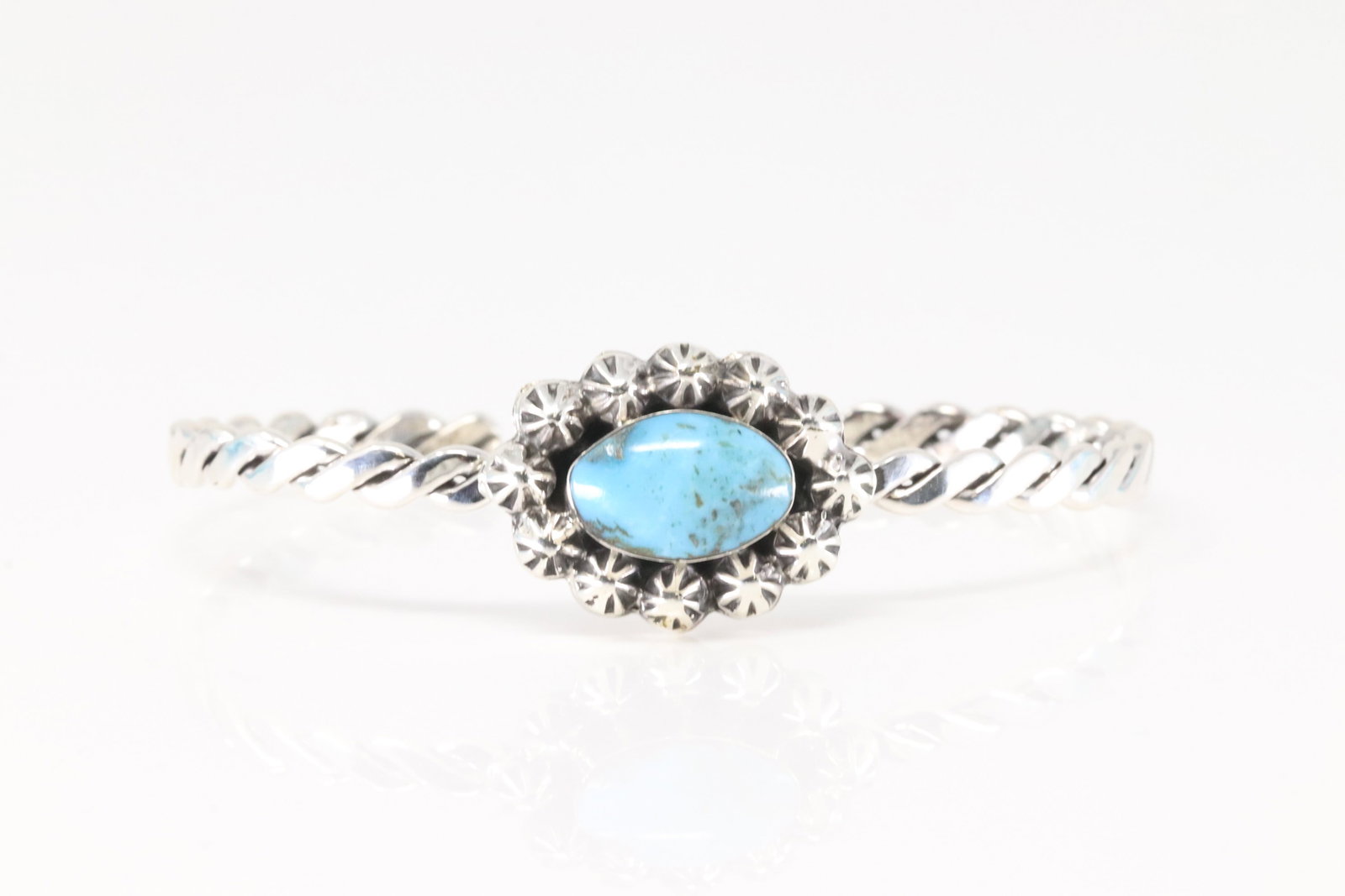 Native America Navajo Sterling Silver Turquoise Bracelet Cuff By Sadie Jim.: This is a Native America Navajo Sterling Silver Turquoise Bracelet Cuff By Sadie Jim.