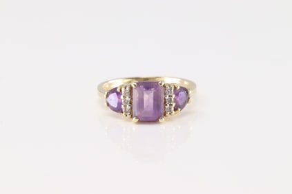 Ametyts & Diamond Ring 14Kt.