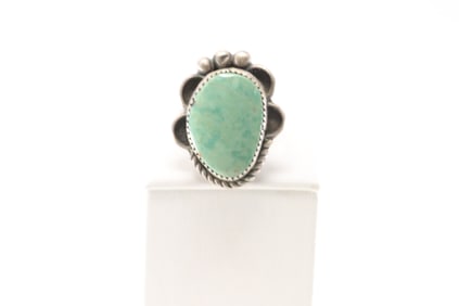 Native America Navajo Sterling Silver Turquoise Ring By J.J.