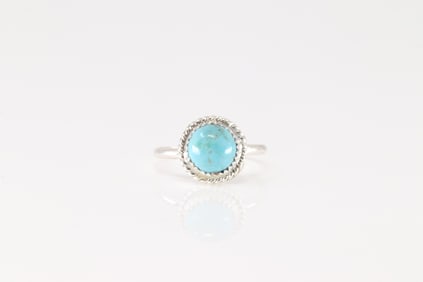 Native America Navajo Sterling Silver Turquoise Ring By Esther White.