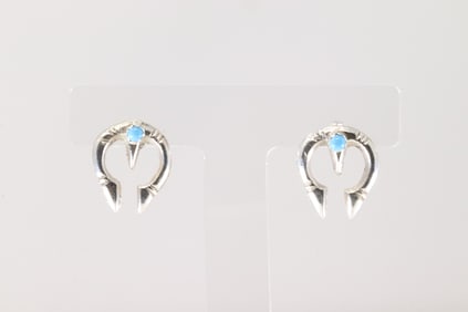 Native America Navajo Sterling Silver Turquoise Naja Post Earring's By Shantel Bitsie.