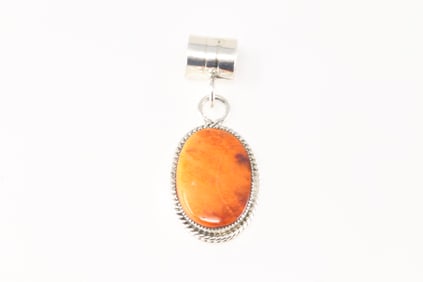 Native America Navajo Sterling Silver Spiny Oyster Pendant By Gregg Yazzie.