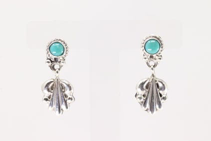 Native America Navajo Sterling Silver Turquoise Post / Dangling Earring's By Annette Chiquito.