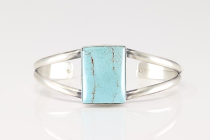 Native America Navajo Sterling Silver Number 8 Turquoise Bracelet Cuff By Donovan Skeets.