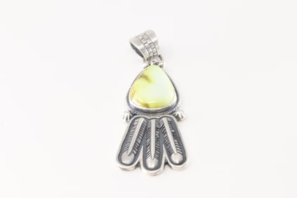 Native America Navajo Sterling Silver Palomino Pendant By Maria Benally.