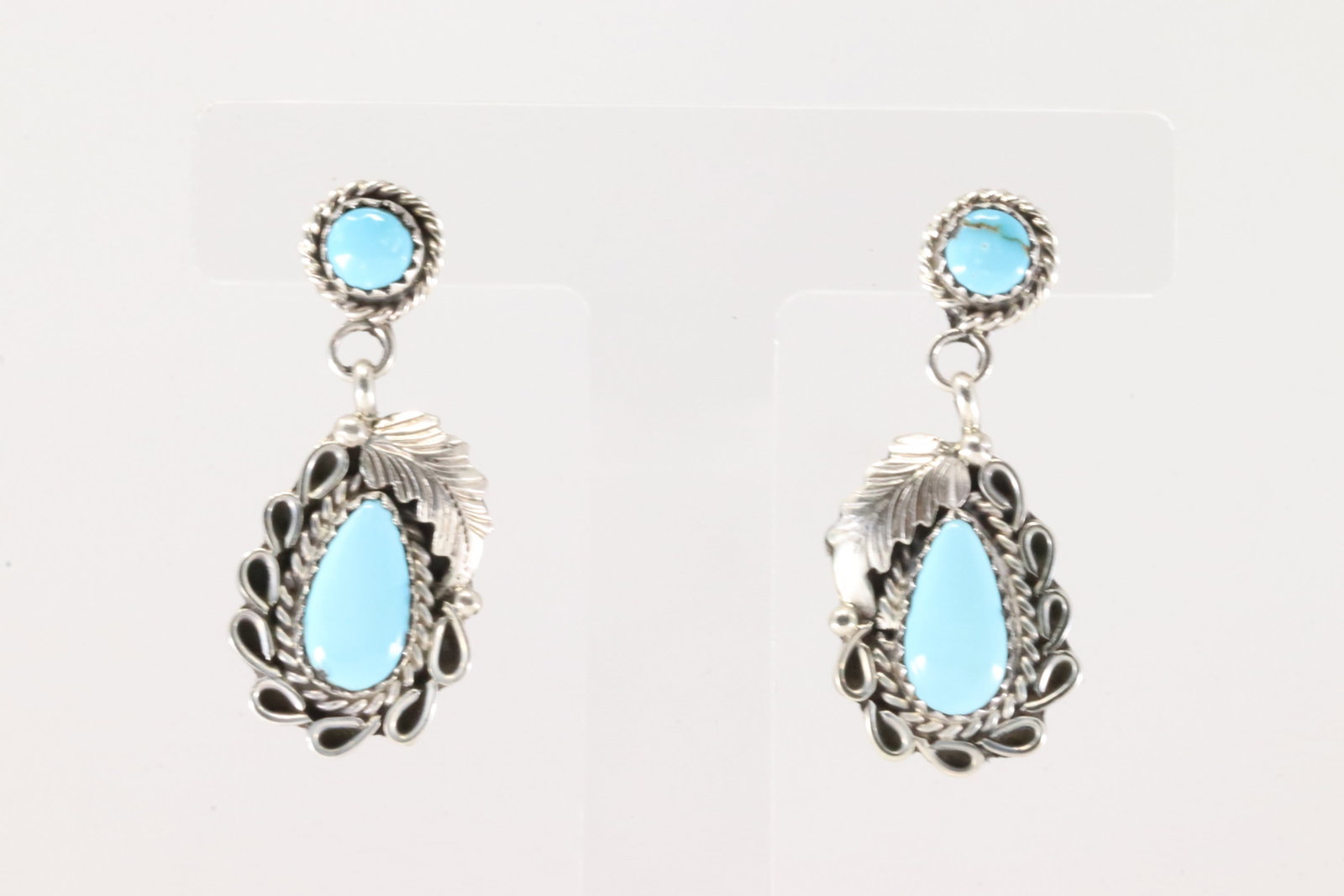Native America Navajo Sterling Silver Turquoise Post / Dangling Earring's By Annie Spencer.: This is a Native America Navajo Sterling Silver Turquoise Post / Dangling Earring's By Annie Spencer.