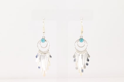 Native America Navajo Sterling Silver Turquoise Dangling Earring's By Paulina Amrstro.