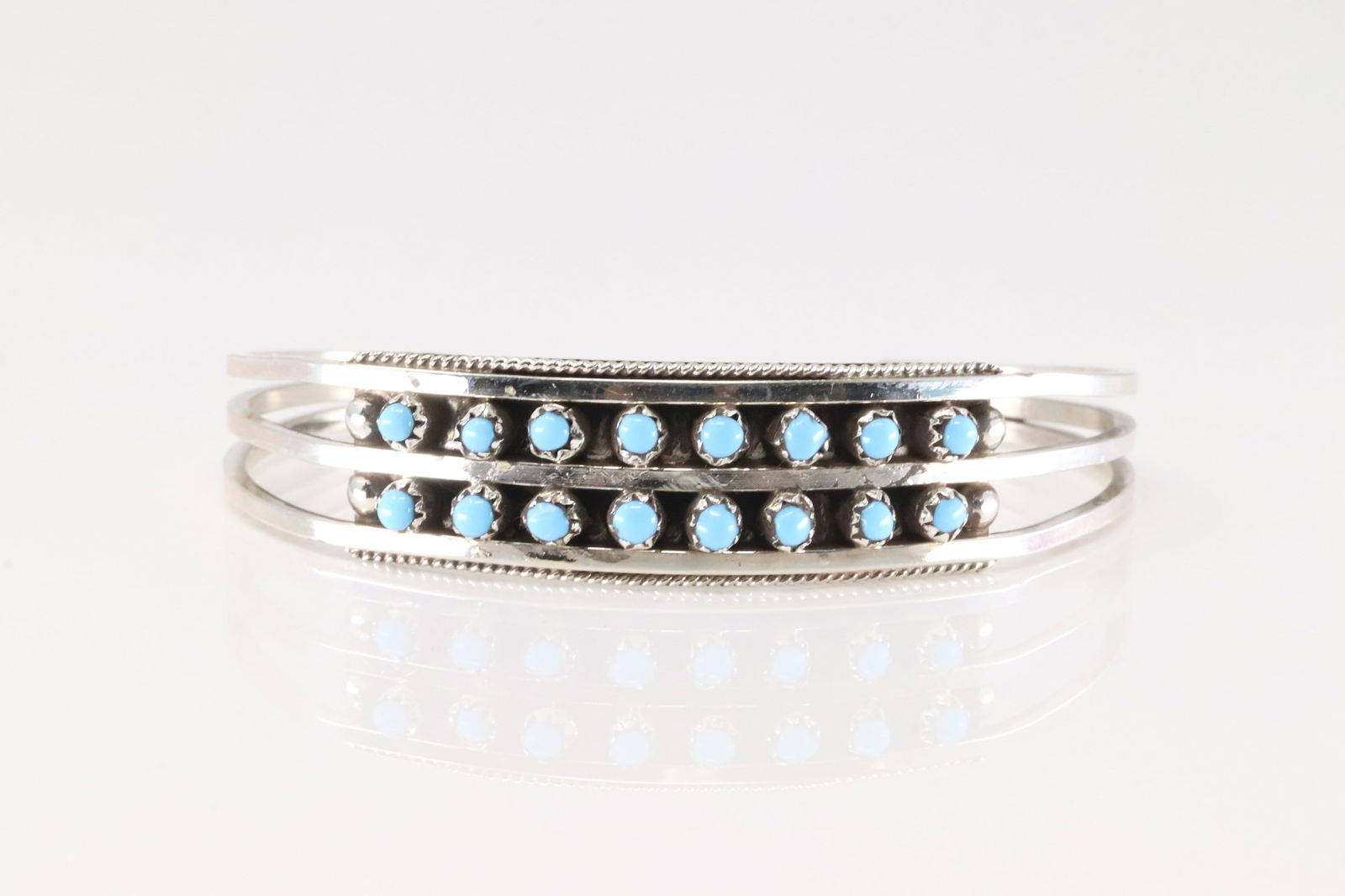 Native America Zuni Sterling Silver Turquoise Bracelet Cuff By Suzie Livinsgton. (1 of 4)