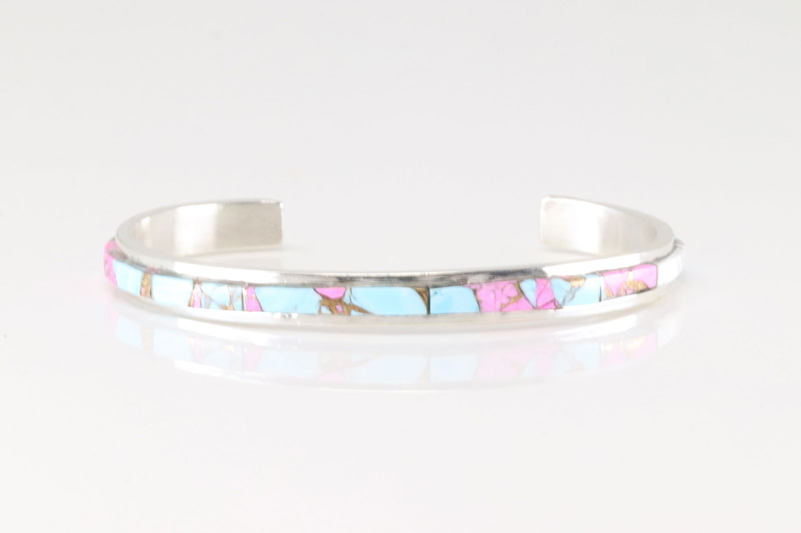 Native American Navajo Sterling Silver Cotton Candy Bracelet Cuff By S.F.: This is a Native American Navajo Sterling Silver Cotton Candy Bracelet Cuff By S.F.