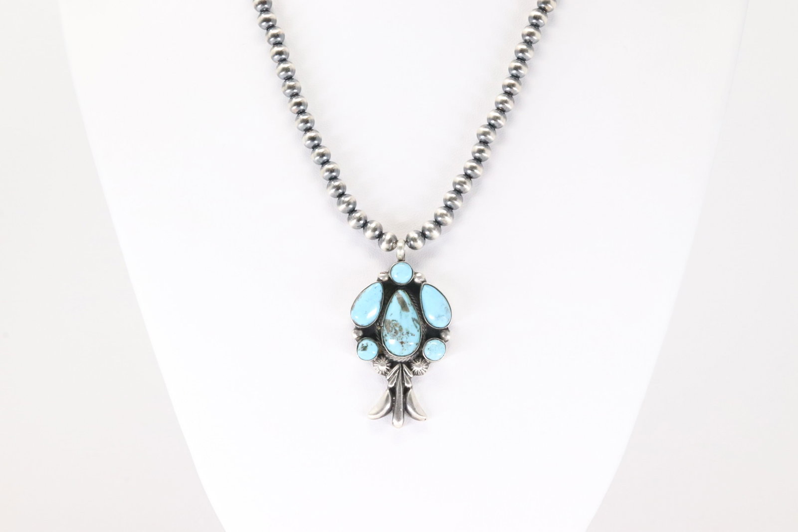 Native America Navajo Sterling Silver Turquoise Necklace By Bobby Platero.: This is a Native America Navajo Sterling Silver Turquoise Necklace By Bobby Platero. Necklace length: 16.00"