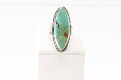 Native America Navajo Sterling Silver Turquoise Ring By S.F.