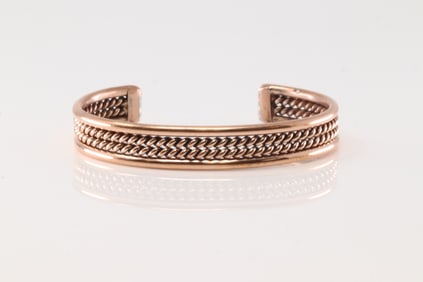Native America Navajo Copper Bracelet Cuff By Elaine Tahe.