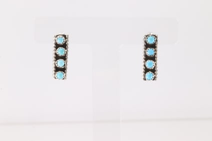 Native America Navajo Sterling Silver Turquoise Post Earring's By Janic Spencer.