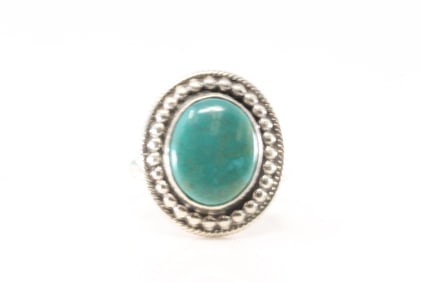 Native America Navajo Sterling Silver Turquoise Ring By S.