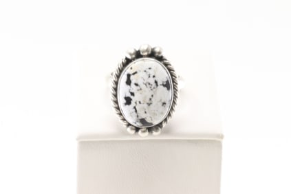 Native America Navajo Sterling Silver White Buffalo Ring By Eugene Belone.
