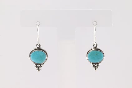 Native America Navajo Sterling Silver Turquoise Dangling Earring's By Sharon McCarthy.
