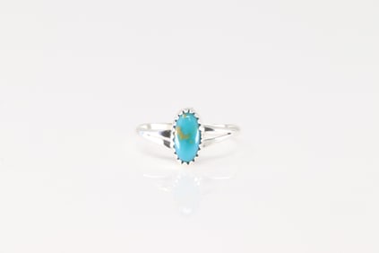 Native America Navajo Sterling Silver Turquoise Ring By Mathew Gordon.