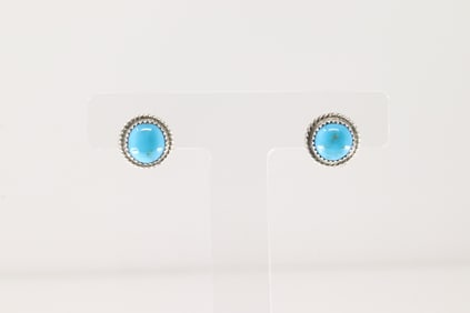 Native America Navajo Sterling Silver Turquoise Post Earring's By Esther White.
