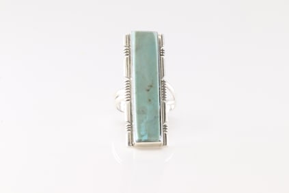 Native America Navajo Sterling Silver Turquoise Ring By SF.