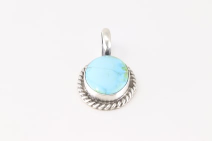 Native America Navajo Sterling Silver Sonora Gold Turquoise Pendent By Johnny Dixon.