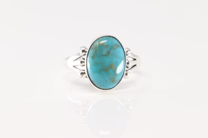 Native America Navajo Sterling Silver Turquoise Ring By Jerryson Henio.