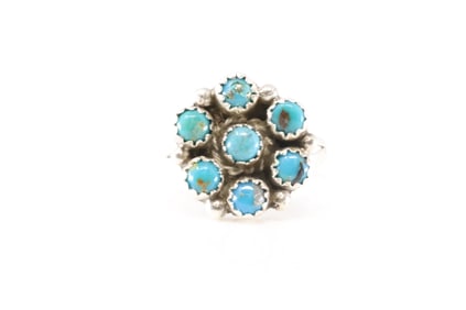 Native America Navajo Sterling Silver Turquoise Ring By M.R.