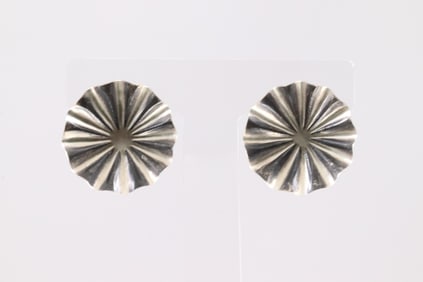Native America Navajo Sterling Silver Stamped Post Earring's By Arlene Soce.