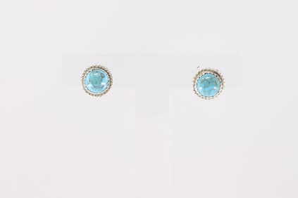 Native America Navajo Sterling Silver Kingman Turquoise Post Earring's By Esther White.