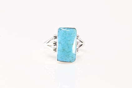 Native America Navajo Sterling Silver Turquoise Ring By Max Barney.
