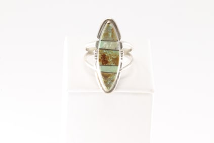 Native America Navajo Sterling Silver Turquoise Ring By BE.